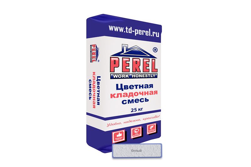 «Perel NL», применяются для кладки кирпича с водопоглощением до 5 %. (Подходит для гиперпрессованного кирпича)цветные кладочные растворы, 0105 белая