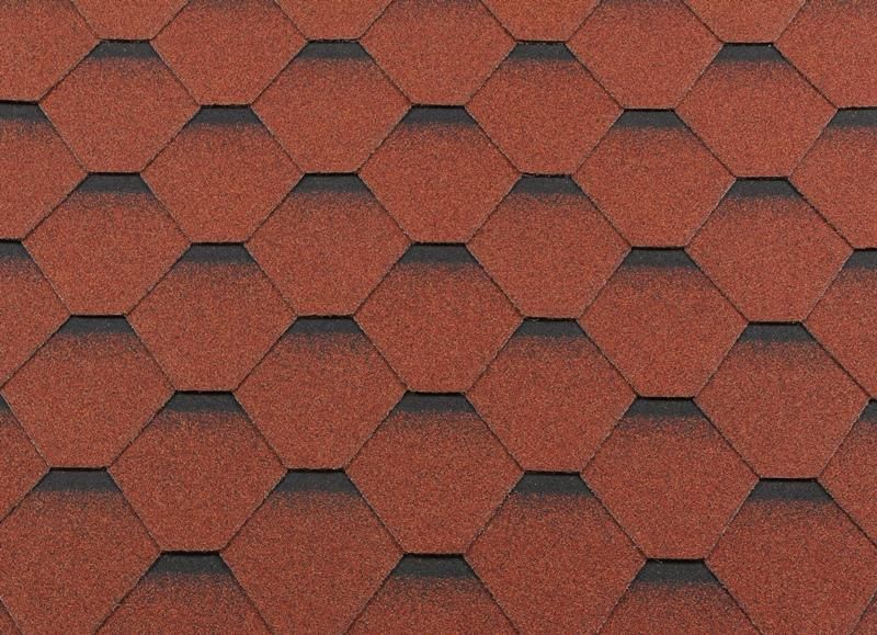 Гибкая черепица Shingle Roofshield Premium Стандарт Кирпично-красный с оттенением
