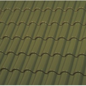 Керамическая черепица большая двухволновая ГЛАЗУРЬ OLIVE GREEN